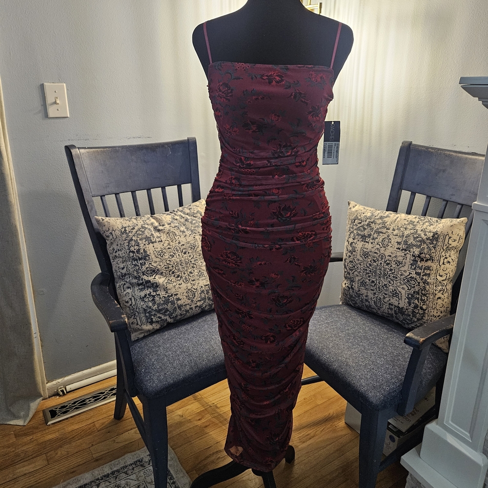 RACHEL Rachel Roy Burgundy Floral Midi Dress